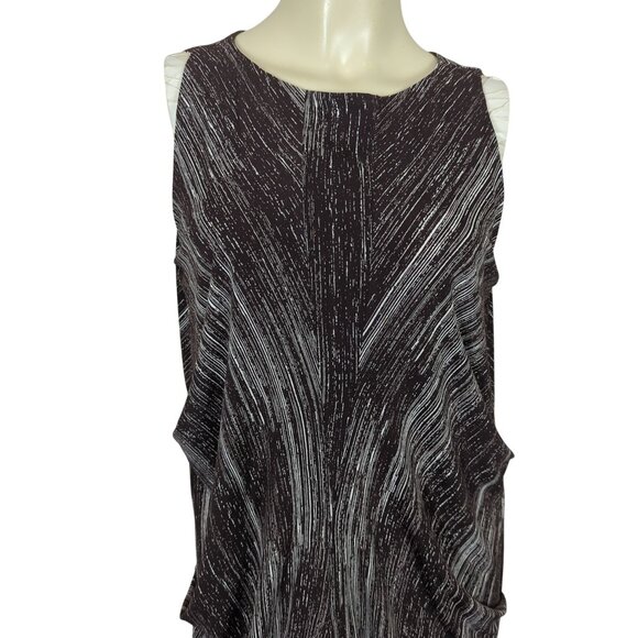 Vivienne Tam Women’s Brown White Dress Size M Abstract Print Sleeveless Draped - Picture 6 of 16